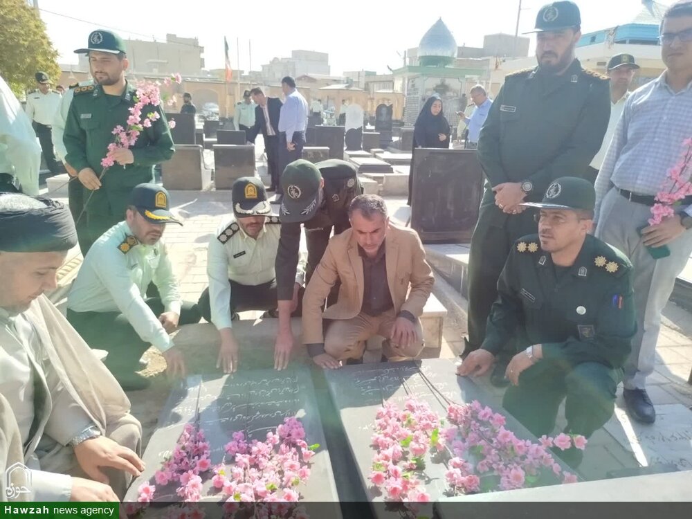 مراسم غبارروبی و عطرافشانی مزار شهدای شهرستان بهار به مناسبت هفته فراجا