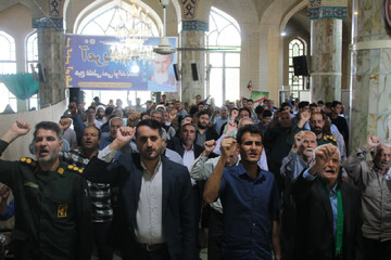 تصاویر/فریاد مردم خاتم بر سر صهیونیست ها