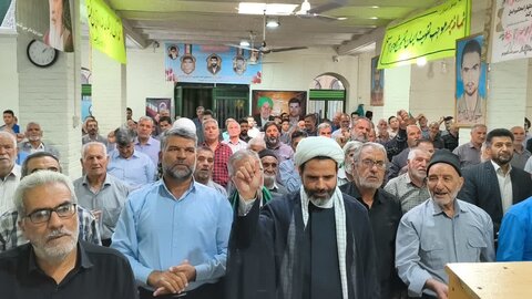 تصاویر/ انزجار نمازگزاران بخش گاریزات-کهدوئیه از جنایت‌های ضد انسانی رژیم جعلي صهیونیستی