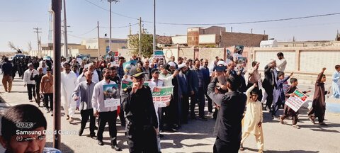 راهپیمایی بشارت نصر شهرستان نیمروز