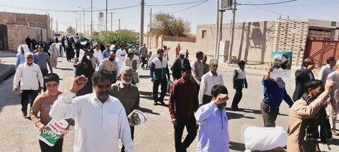 راهپیمایی بشارت نصر شهرستان نیمروز