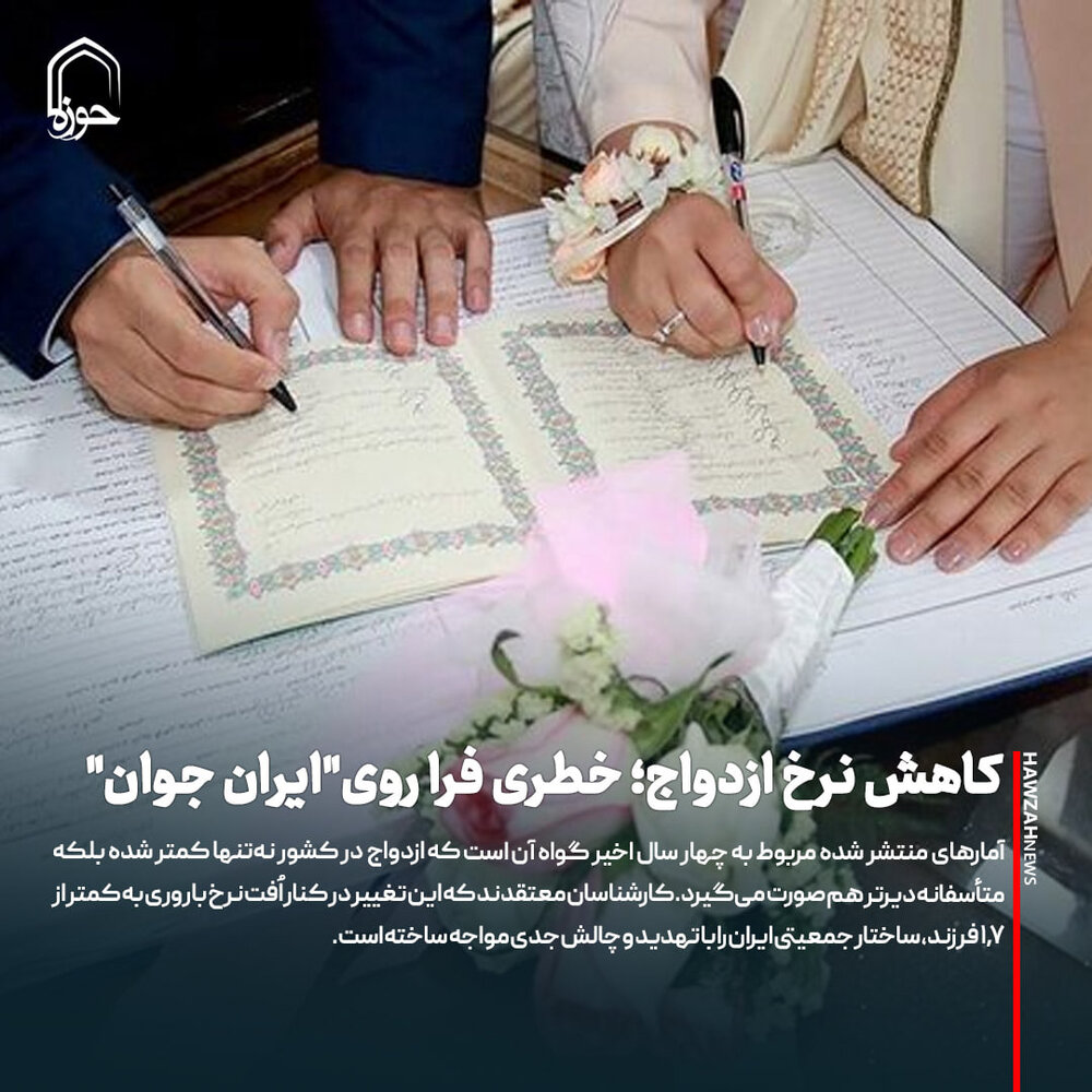 عکس نوشت| کاهش نرخ ازدواج؛ خطری فرا روی"ایران جوان"
