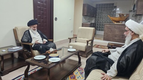 تصاویر/ دیدار نماینده ولی‌فقیه در استان بوشهر و آیت‌الله حسینی بوشهری