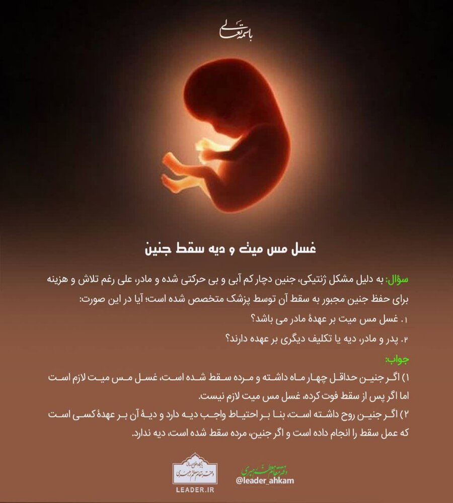 احکام شرعی | آیا جنین سقط شده دیه و غسل دارد؟