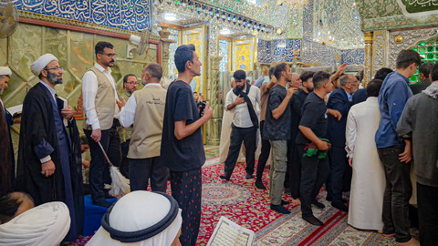 تصاویر/حضور آیت الله موسوی اصفهانی مدیر حوزه علمیه استان همدان در حرم امام علی (علیه السلام