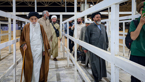 تصاویر/زیارت طلاب خادم مواکب حسینی همدان از حرم مطهر امام علی (ع) پس از عبور از مرز مهران