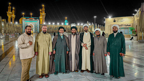 تصاویر/طلاب همدانی خادم مواکب اربعین، میهمان حرم امامین کاظمین علیهماالسلام شدند.