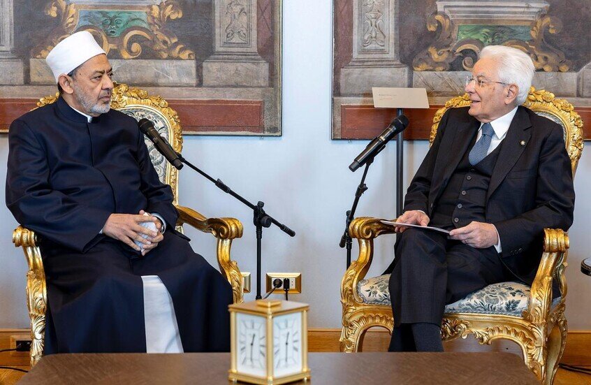 شيخ الأزهر يطالب الرئيس الإيطالي بالاعتراف بدولة فلسطين
