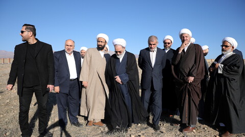 تصاویر/بازدید آیت الله اعرافی از زمین مفتاح سرین اردبیل