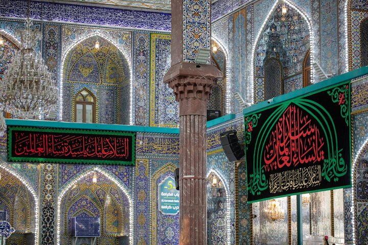 الحرم الحسیني یتشح بالسواد إحياء لذكرى استشهاد السيدة فاطمة الزهراء (ع)