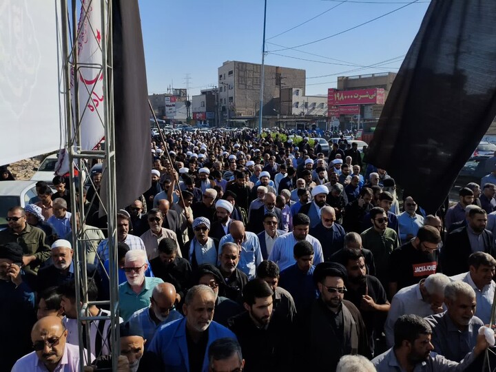 آیین تشییع و تدفین مؤسس مدرسه علمیه امام جعفرصادق(ع) در اهواز