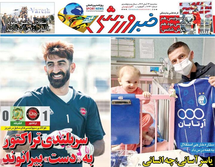 صفحه اول روزنامه‌های سه شنبه ۱۳ آبان ماه