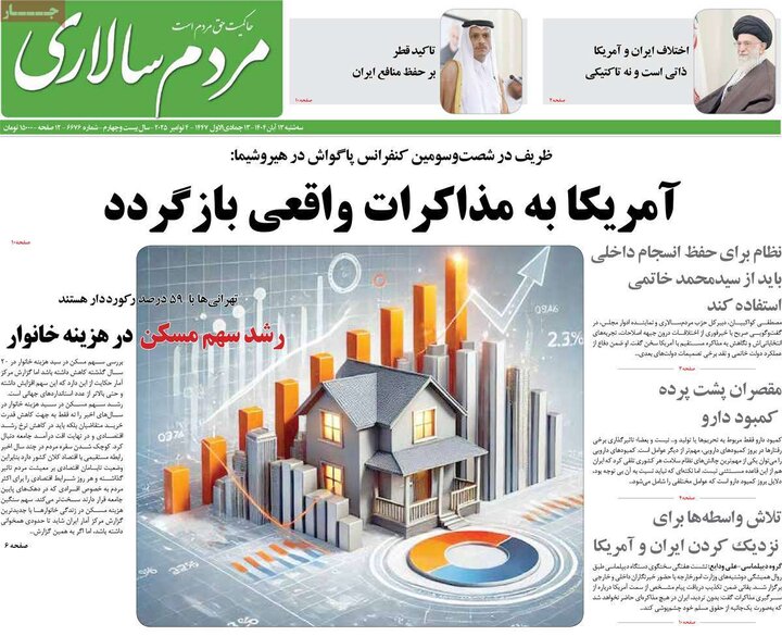 صفحه اول روزنامه‌های سه شنبه ۱۳ آبان ماه