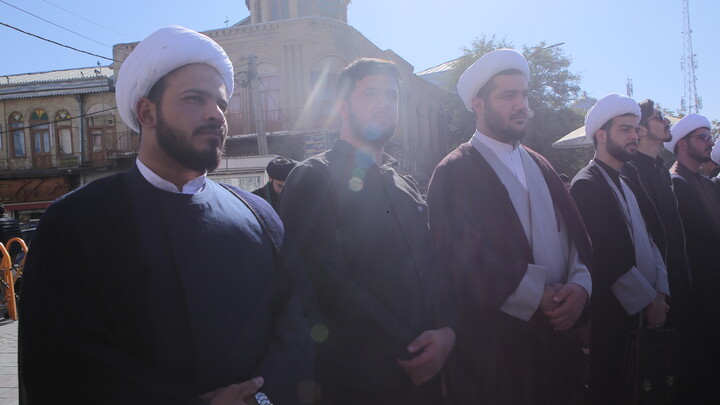 حضور طلاب و روحانیون در اجتماع ۱۳ آبان همدان