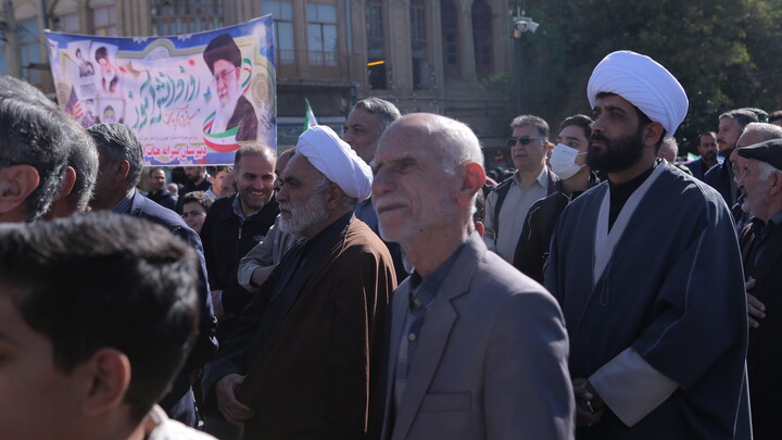 حضور طلاب و روحانیون در اجتماع ۱۳ آبان همدان