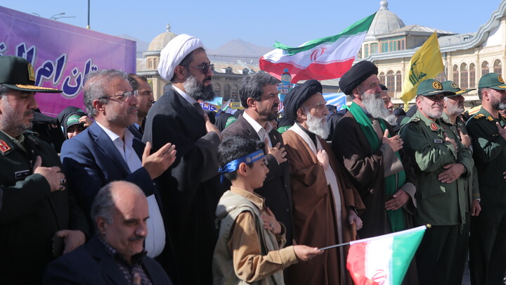 حضور طلاب و روحانیون در اجتماع ۱۳ آبان همدان