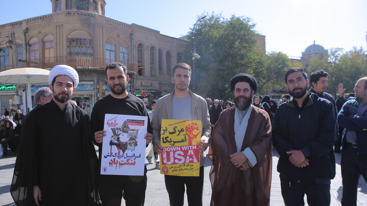 حضور طلاب و روحانیون در اجتماع ۱۳ آبان همدان