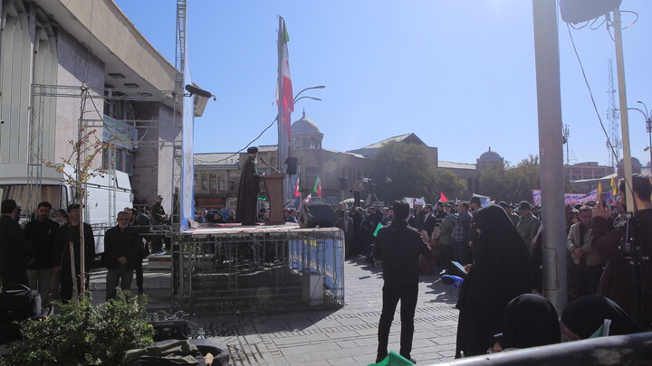 حضور طلاب و روحانیون در اجتماع ۱۳ آبان همدان