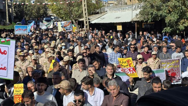 تصاویر/ حضور پرشور مردم شهرستان سردشت در راهپیمایی روز 13 آبان ماه