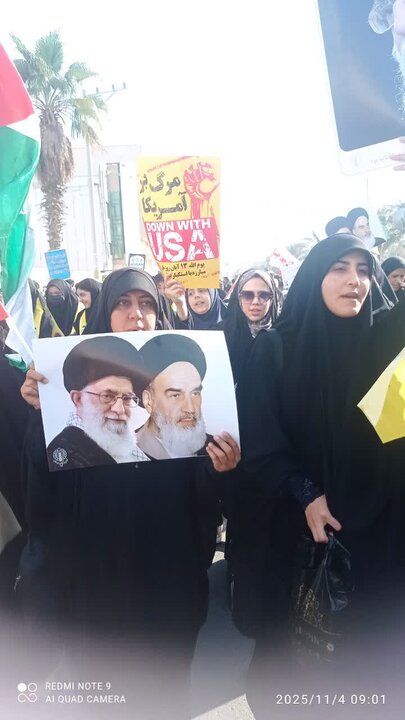 تصاویر/ حضور طلاب مدرسه علمیه الزهراس بوشهر در راهپیمایی 13 آبان