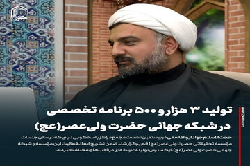 عکس نوشت| تولید ۳ هزار و ۵۰۰ برنامه تخصصی در شبکه جهانی حضرت ولی‌عصر(عج)