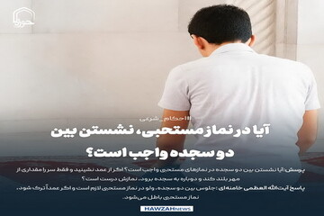 عکس نوشت| آیا در نماز مستحبی، نشستن بین دو سجده واجب است؟