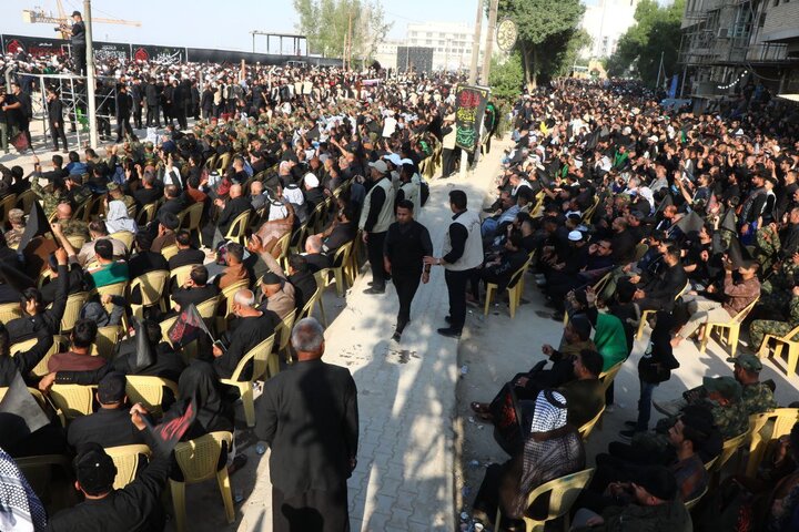 دسته‌ بزرگ عزاداری فاطمیه با حضور آیت‌الله العظمی بشیر حسین نجفی در نجف اشرف