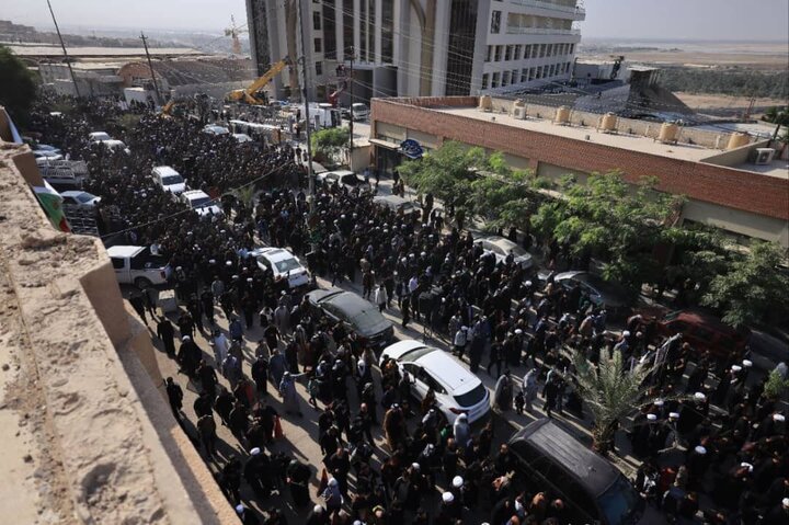 নাজাফে আশরাফে ফাতেমিয়া শোক মিছিলের দশম পর্বে হজরত আয়াতুল্লাহ আল-উজমা হাফিজ বশীর হুসাইন নাজাফি (দা.যি.ও) -এর অংশগ্রহণ