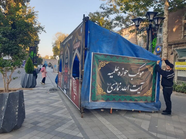 تصاویر/ راه اندازی موکب توسط طلاب مدرسه علمیه آیت الله نمازی خوی همزمان با ایام فاطمیه