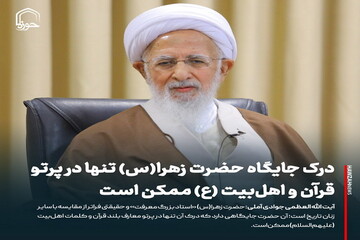 عکس نوشت| درک جایگاه حضرت زهرا(س) تنها در پرتو قرآن و اهل‌بیت (ع) ممکن است