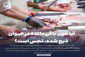 عکس نوشت| آیا خون باقی‌مانده در حیوان ذبح شده، نجس است؟