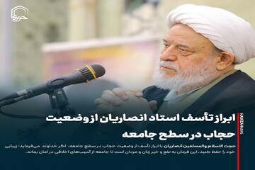 عکس نوشت| ابراز تأسف استاد انصاریان از وضعیت حجاب در سطح جامعه