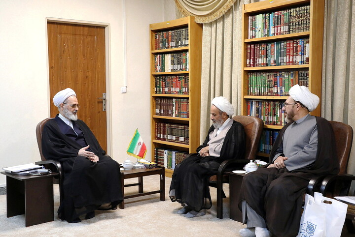 دیدار رئیس موسسه موضوع‌ شناسی احکام فقهی با آیت الله اعرافی
