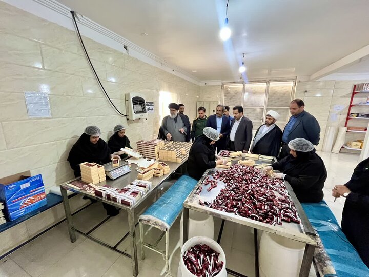 تصاویر/ بازدید امام جمعه بافق از کارخانه تولید فراورده‌های خرمای زرین خرمای ممتاز بافق