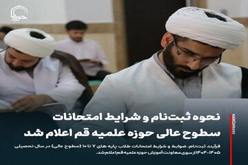 عکس نوشت| نحوه ثبت‌نام و شرایط امتحانات سطوح عالی حوزه علمیه قم اعلام شد