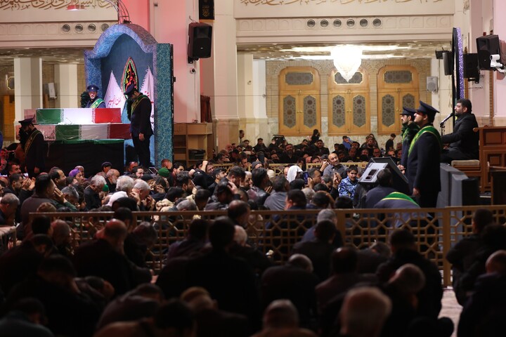 تصاویر/ وداع با پیکر مطهرهفت  شهید گمنام دوران دفاع مقدس در حرم حضرت معصومه(س)