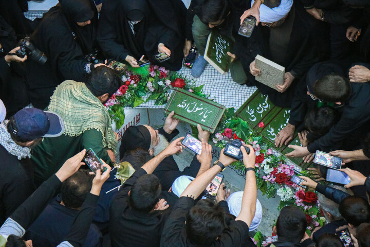 تصاویر/ تدفین شهید گمنام در مدسه علمیه حض آمنه