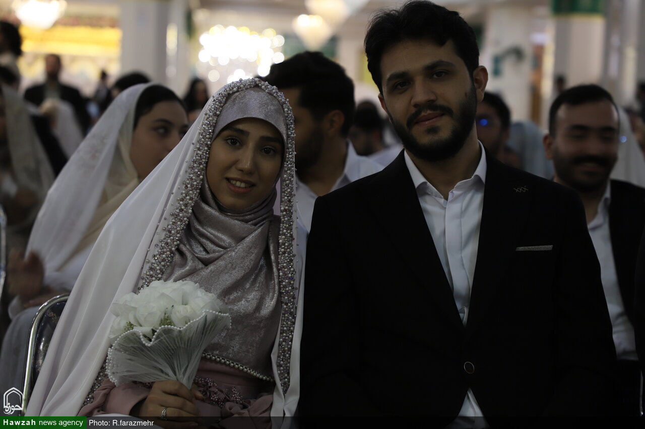 تصاویر/ جشن ازدواج ۷۳۰ زوج دانشجودر حرم مطهر حضرت فاطمه معصومه(س)