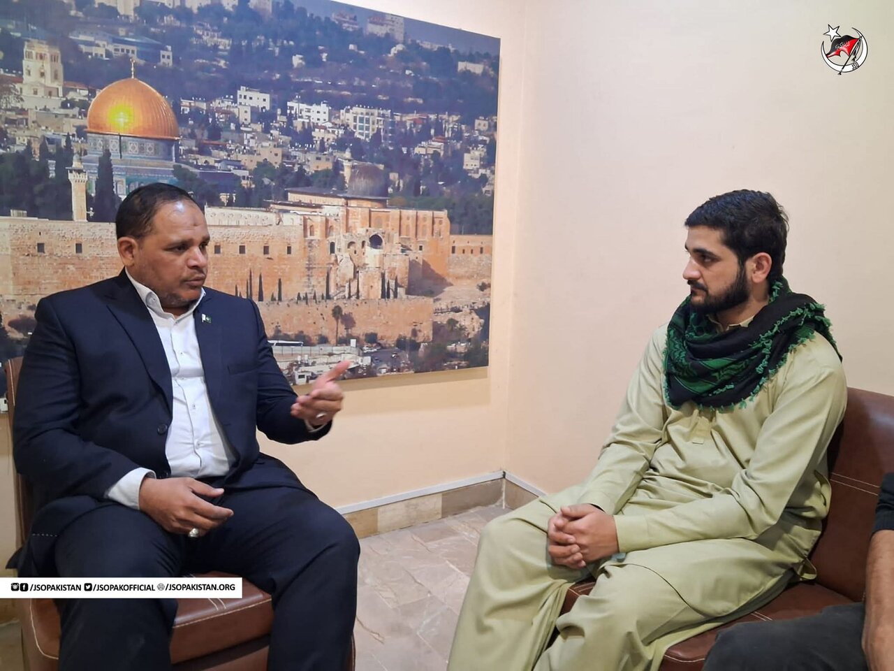 جے ایس او کے مرکزی صدر کی فلسطین فاؤنڈیشن کے سیکرٹری جنرل سے ملاقات؛ فلسطین کاز کے لیے مشترکہ حکمت عملی پر اتفاق