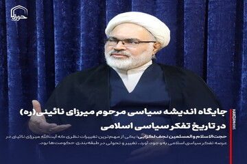عکس نوشت| جایگاه اندیشه سیاسی مرحوم میرزای نائینی(ره) در تاریخ تفکر سیاسی اسلامی