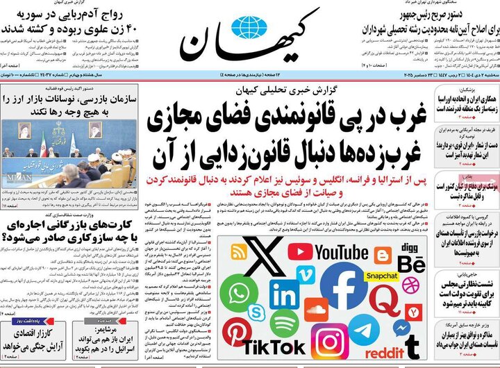 صفحه اول روزنامه‌های سه شنبه 2 دی ماه