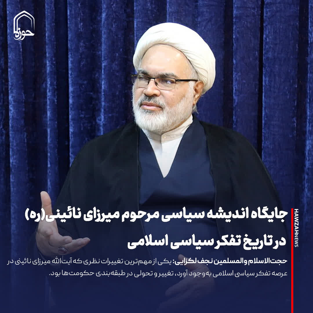 عکس نوشت| جایگاه اندیشه سیاسی مرحوم میرزای نائینی(ره) در تاریخ تفکر سیاسی اسلامی