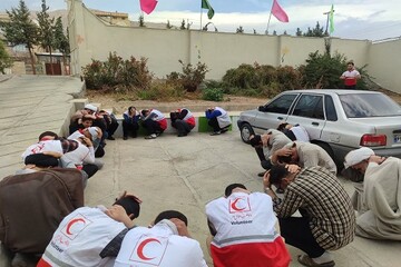 مانور زلزله و امداد در مدرسه علمیه صحنه برگزار شد+تصاویر