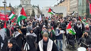 Protesters in Stockholm denounce Israel's continued attacks on Gaza despite ceasefire
