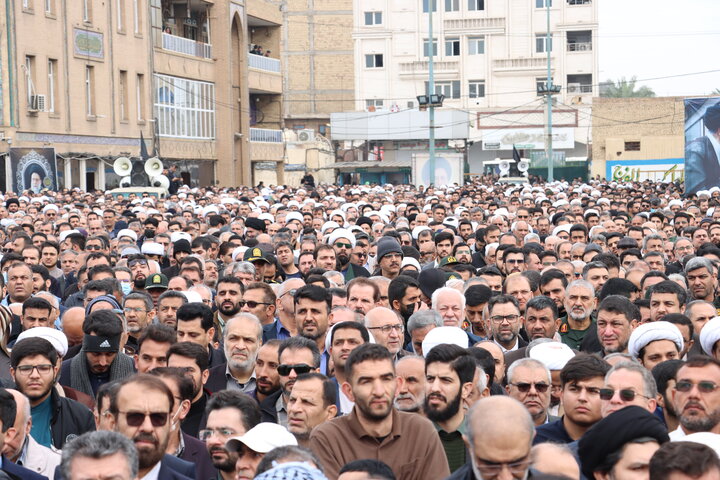 آیین تشییع پیکر آیت الله شفیعی در اهواز