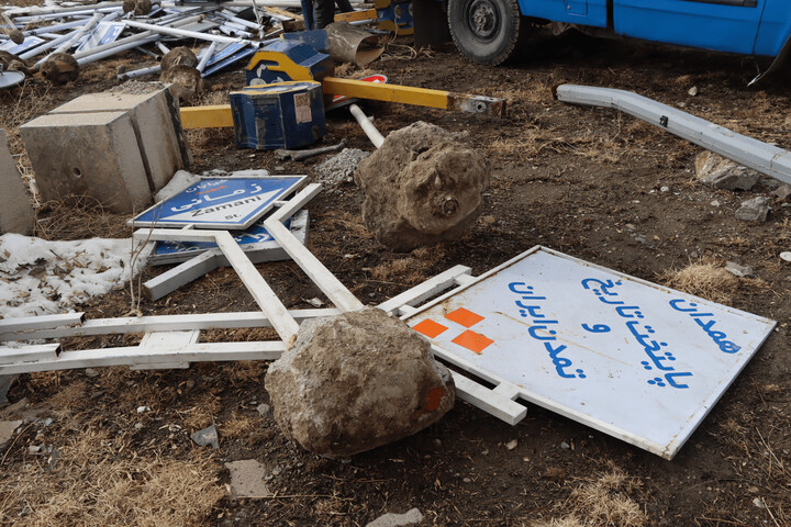 تصاویر / آسیب اغتشاشگران در همدان به اموال عمومی