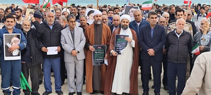 تصاویر/ راهپیمایی مردم خارگ علیه آشوبگران