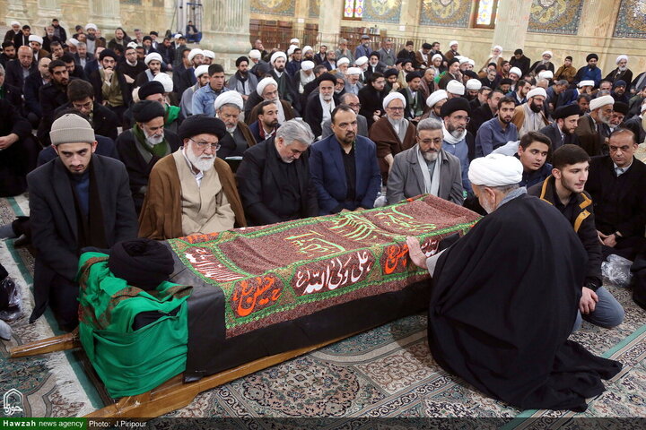 جثمان شقيق المرجع الأعلى السيد السيستاني يشيع في مدينة قم