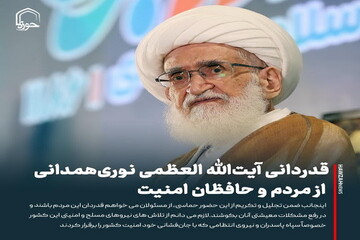 عکس نوشت| قدردانی آیت‌الله العظمی نوری‌همدانی از مردم و حافظان امنیت