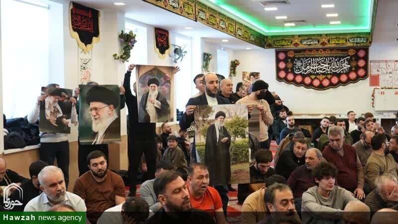 حمایت از ایران و مقام معظم رهبری در حسینیه حضرت فاطمه زهرا(س) شهر مسکو